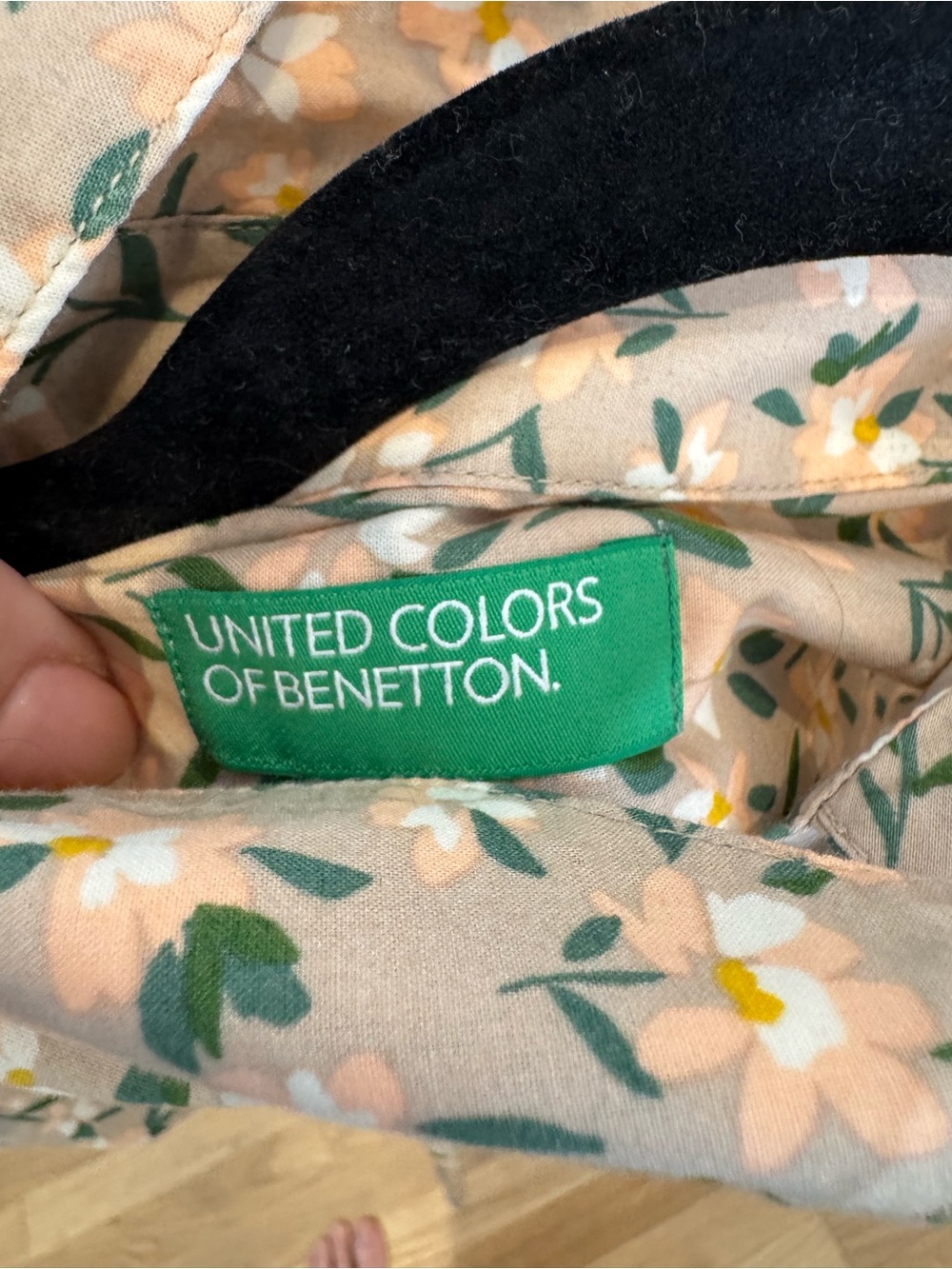 United Colors Of Benetton Beige Floral Shirt with Green Label